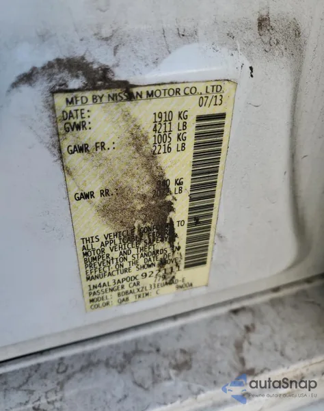 2013 Nissan Altima 2.5 from USA, damaged, VIN 1N4AL3AP0DC922111